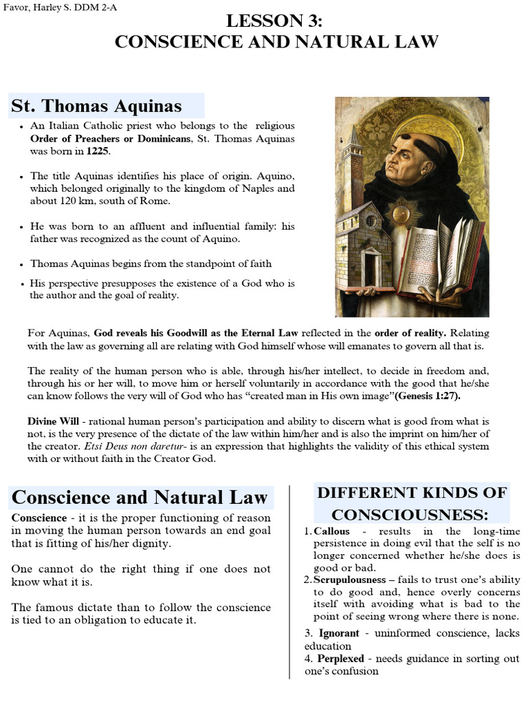 Aquinas on Conscience and Natural Law | PDF | Thomas Aquinas | Immanuel ...