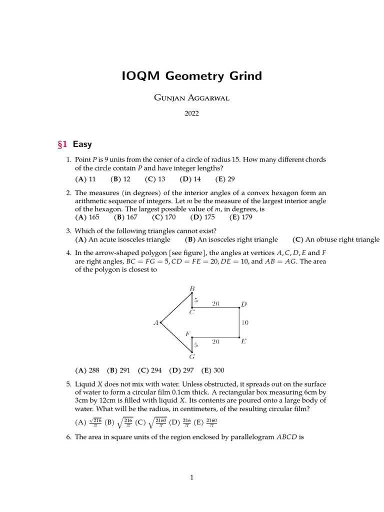 Arrow-Shaped Polygon Area Solution | PDF | Triangle | Circle
