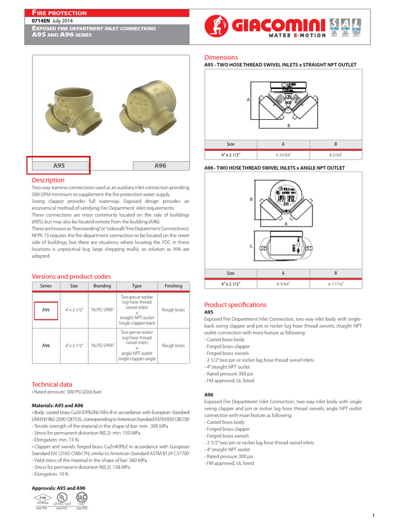 Fire Department Inlet Connection Specs | PDF | Mechanical Engineering