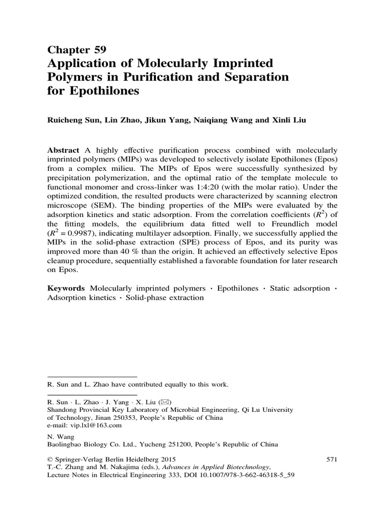 0132-Chapter 59 Application of Molecularly Imprinted Polymers in ...