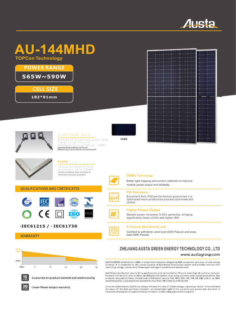 High-Efficiency Solar Module Specs | PDF | Physical Sciences ...