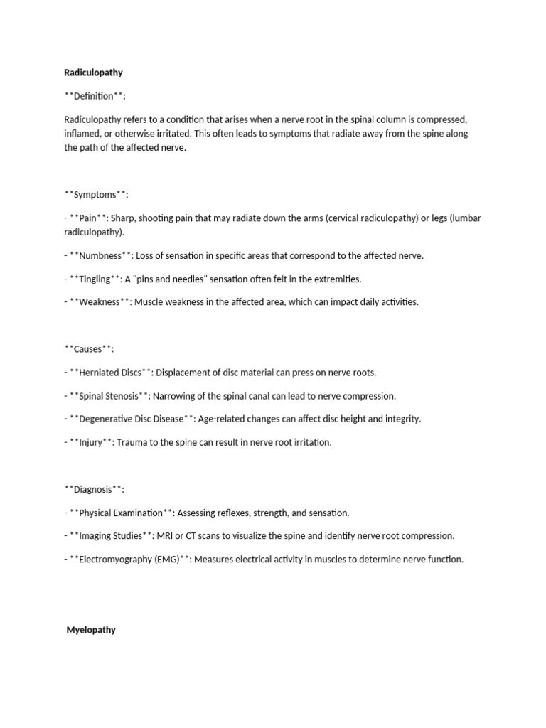 Radiculopathy Pdf Spinal Cord Neurology