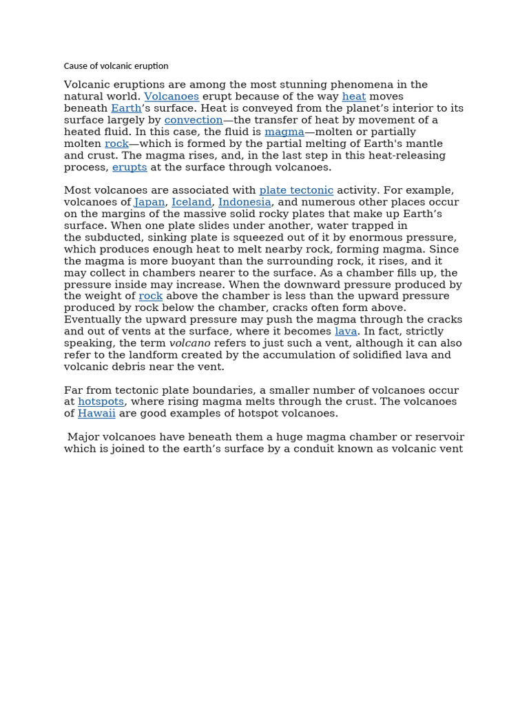 Causes of Volcanic Eruptions | PDF