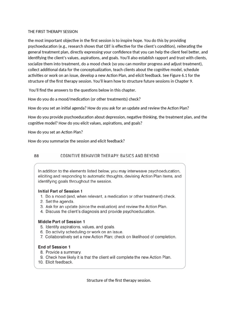 Structure of the First Therapy Session | PDF | Cognitive Behavioral ...