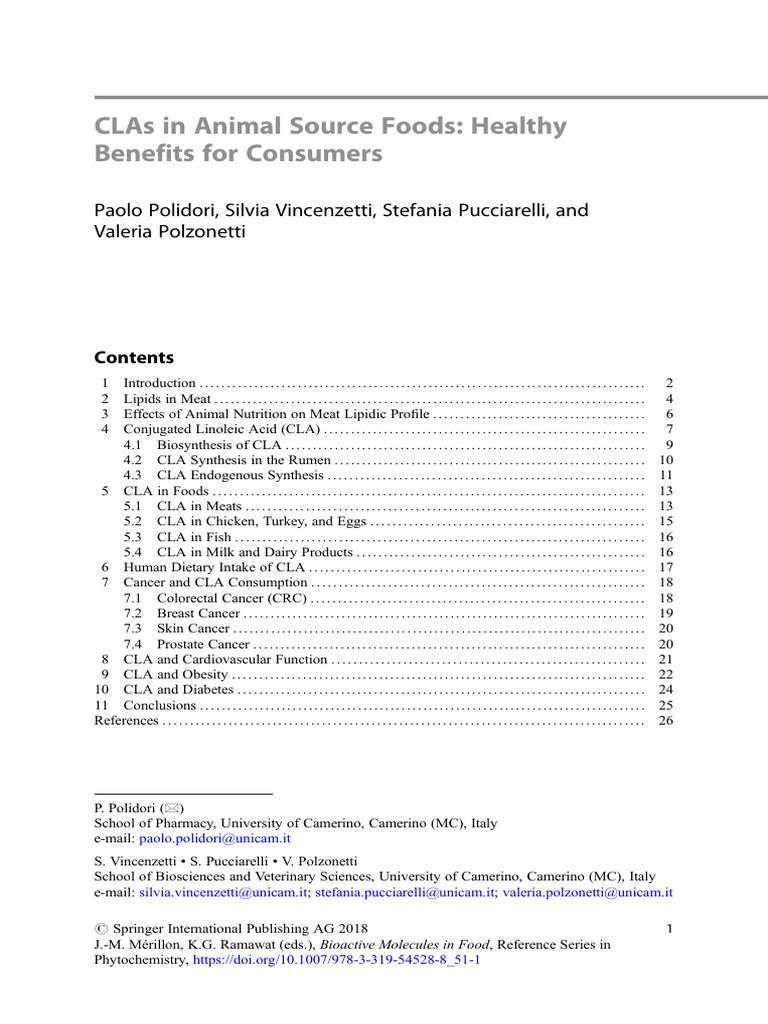 024-CLAs in Animal Source Foods: Healthy Benefits For Consumers | PDF ...