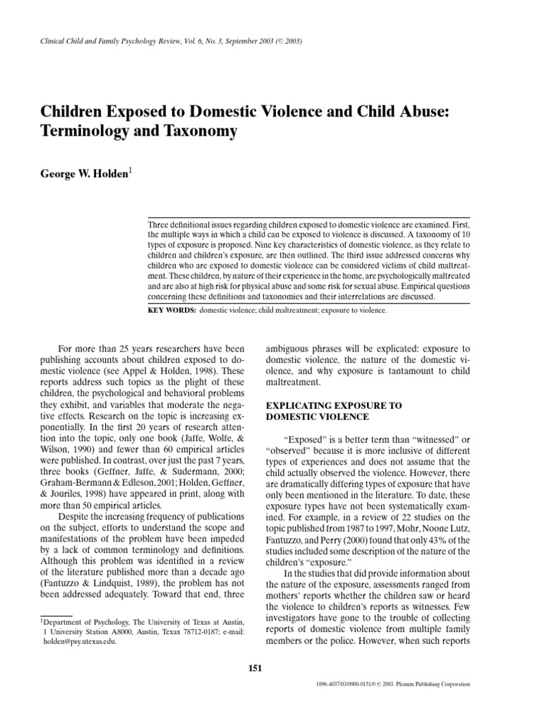 Children and Domestic Violence Exposure | PDF | Violence | Domestic ...