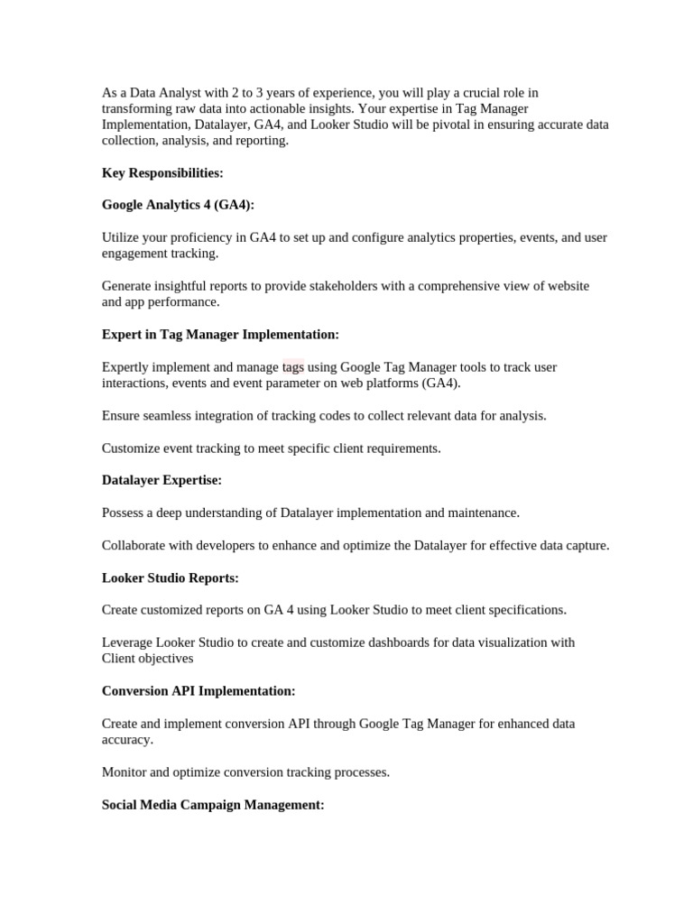 Data Analyst Role in Digital Analytics | PDF | Analytics | Data