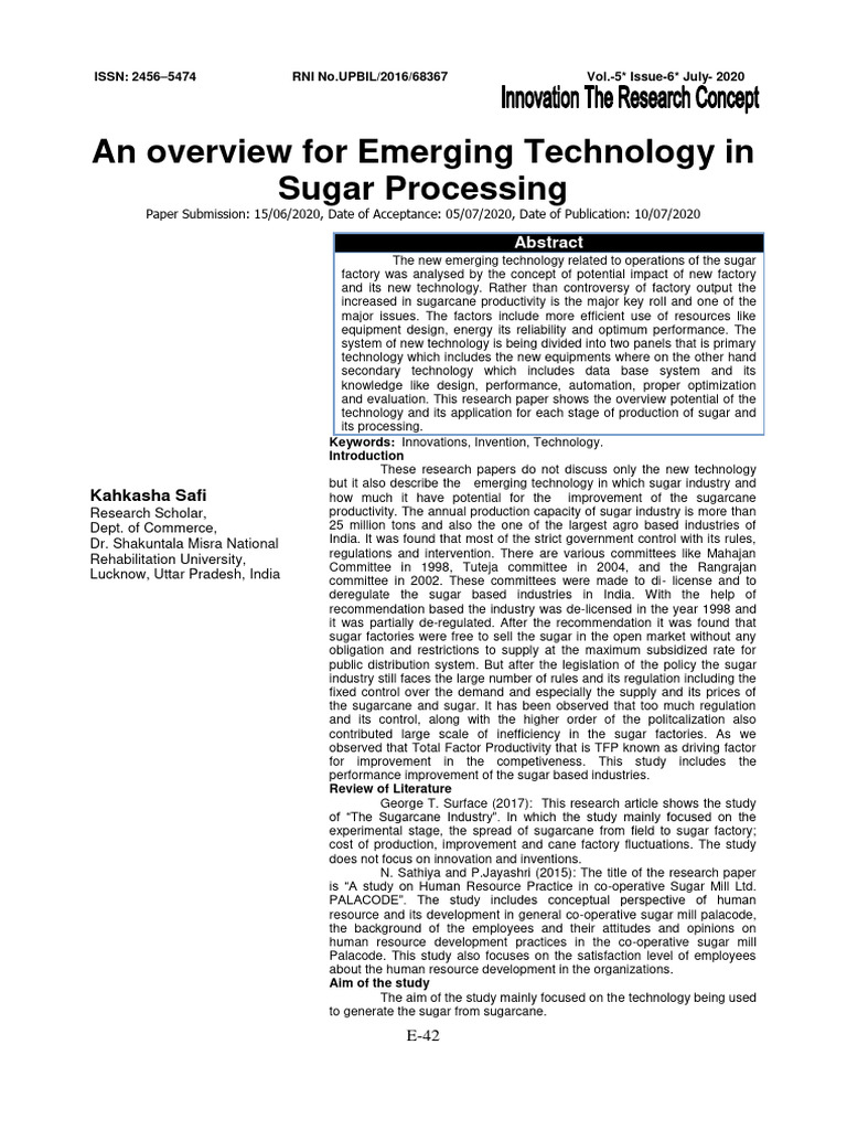 Emerging Technologies in Sugar Processing | PDF | Finite Element Method ...