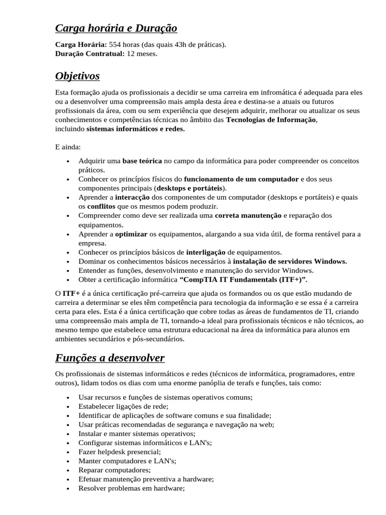 Formação em Informática e Certificação ITF+ | PDF | Rede de ...