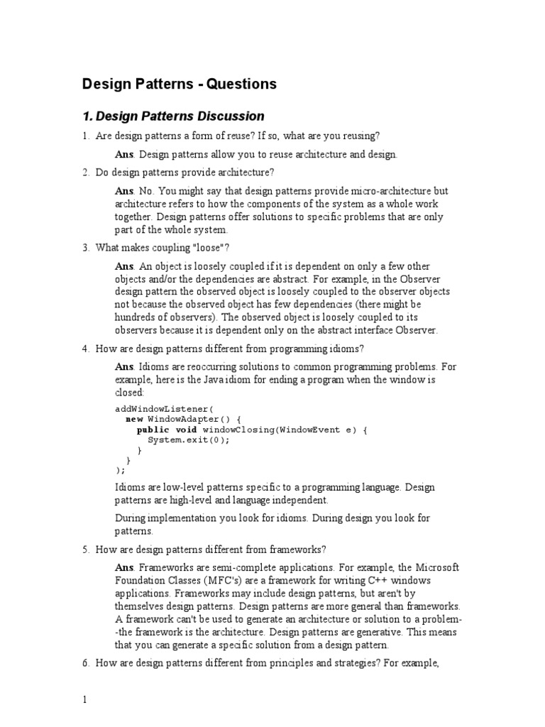 DP Questions Solutions | PDF | Software Design Pattern | Class ...