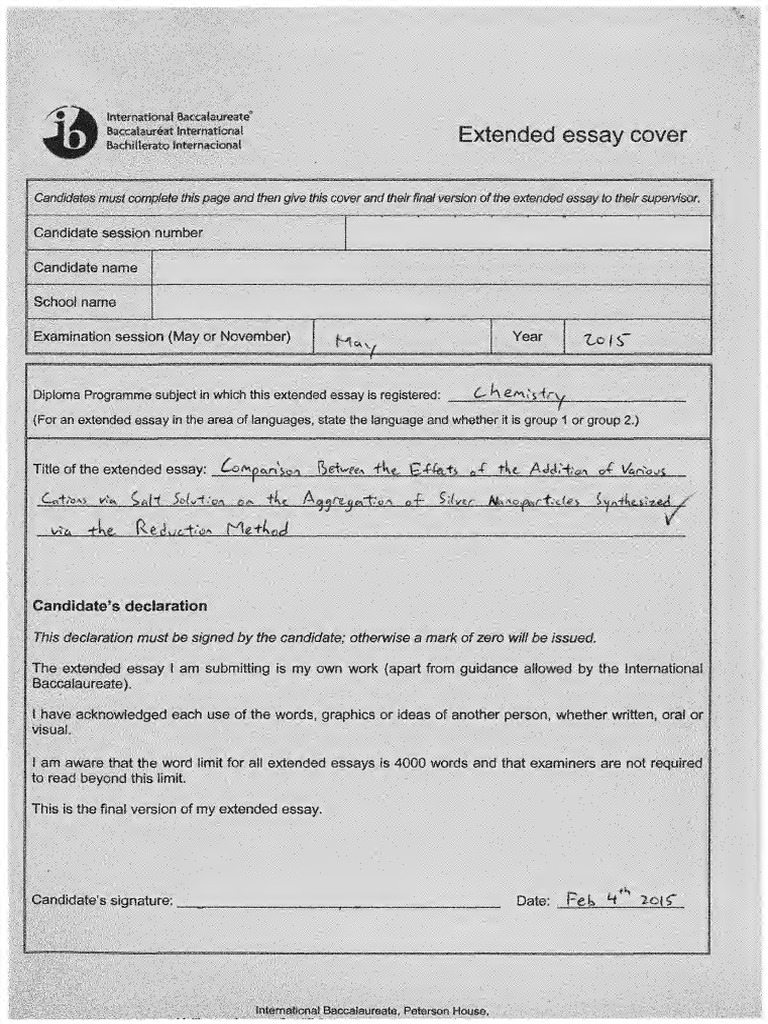 Chemistry May 2015 EE Exemplar C | PDF | Nanoparticle | Salt (Chemistry)