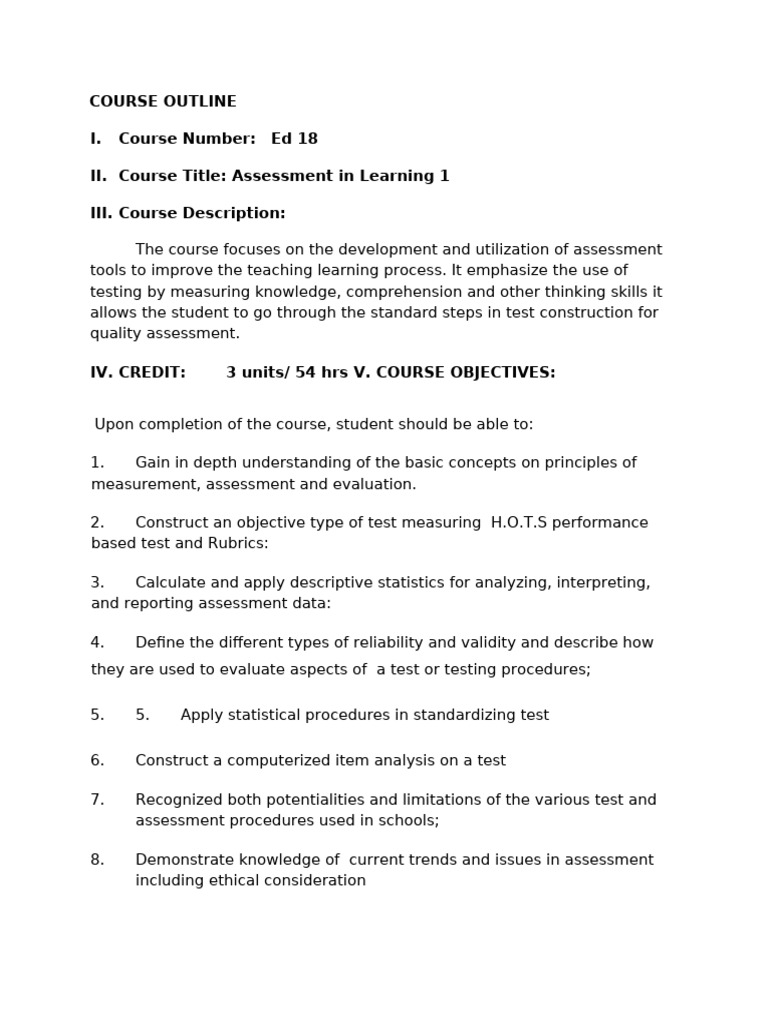 Assessment In Learning 1 Pdf Free Pdf Educational Assessment Learning