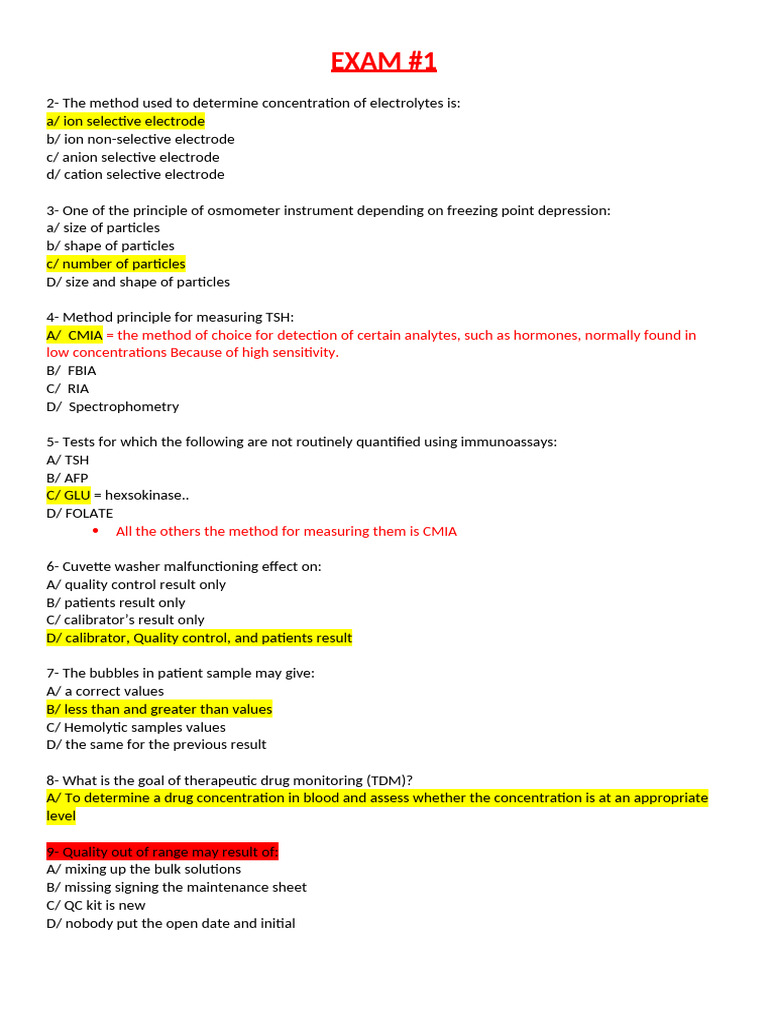Clinical Laboratory Exam Questions | PDF | Anemia | Blood