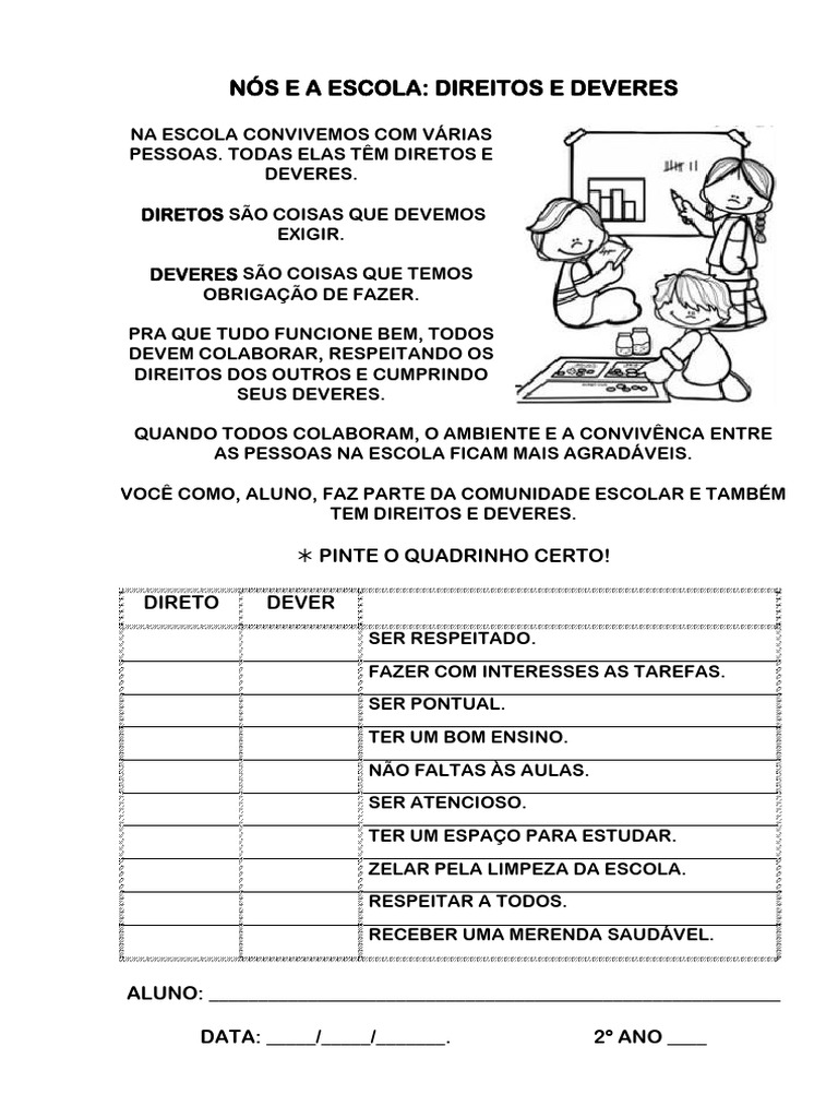 Direitos e Deveres na Escola | PDF