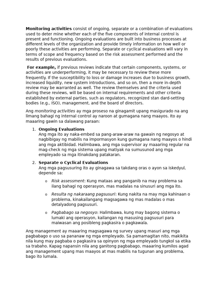 Monitoring Activities and IT (Reporting) | PDF