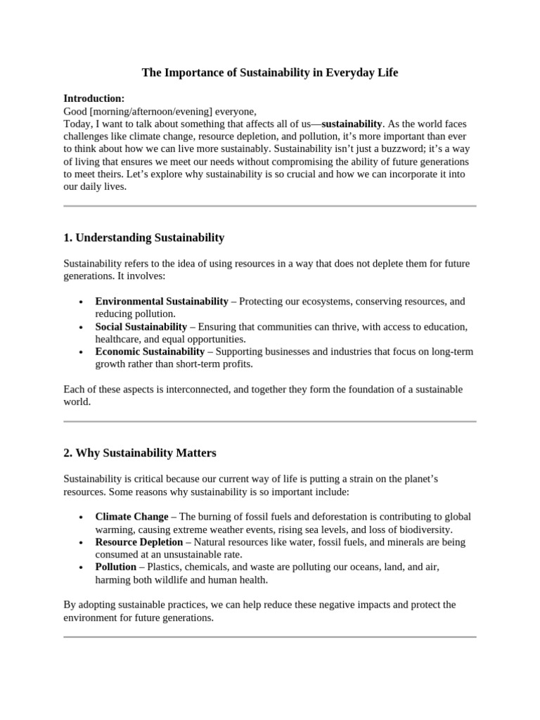 Everyday Sustainability Practices | PDF | Sustainability ...