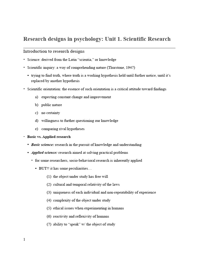 Psychology Research Designs Overview | PDF | Hypothesis | Statistics