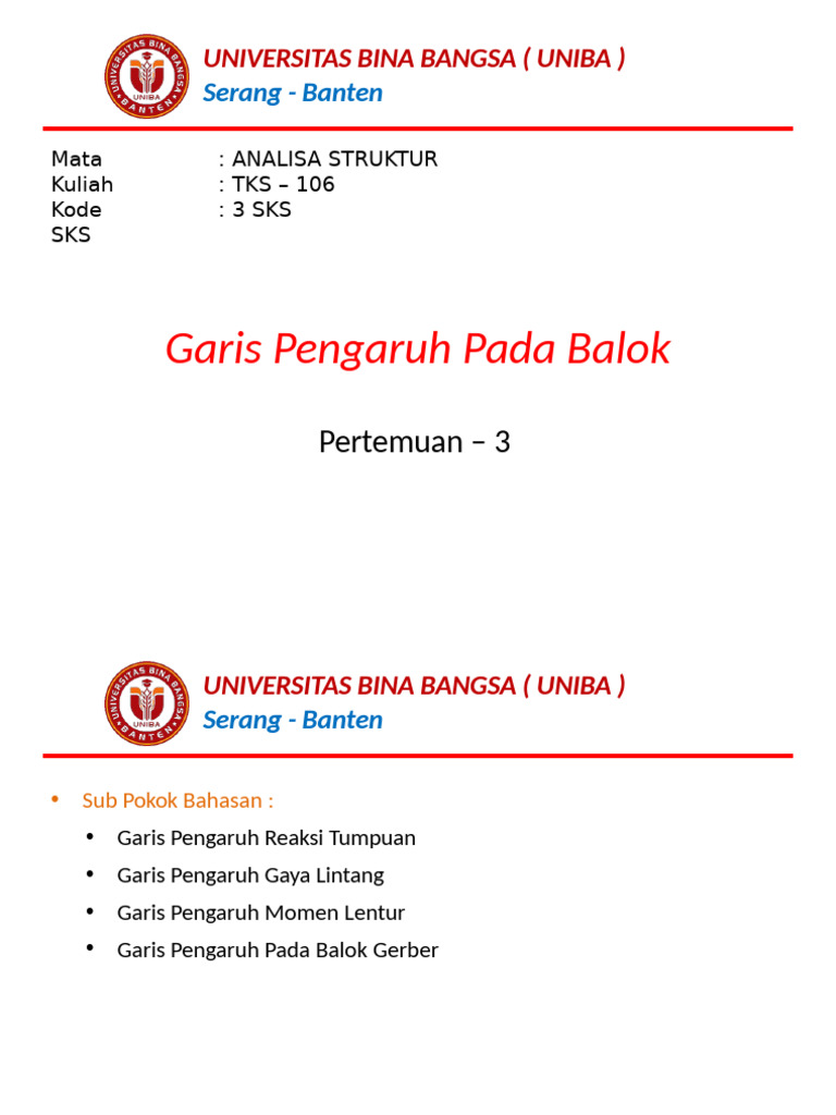 Garis Pengaruh pada Balok dan Analisisnya | PDF