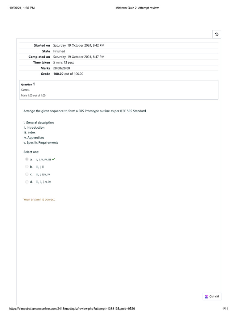 UGRD-CS6209 Software Engineering 1 2nd Quiz Midterm 2 | PDF
