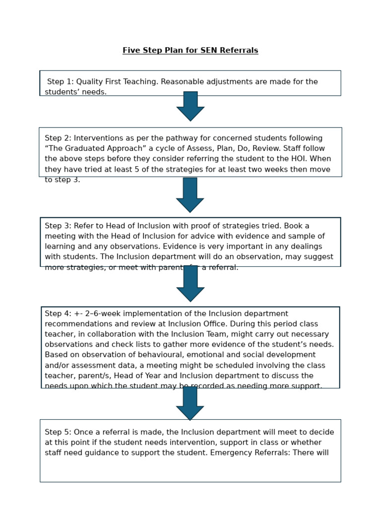 SEN Referral Process: A Five-Step Guide | PDF