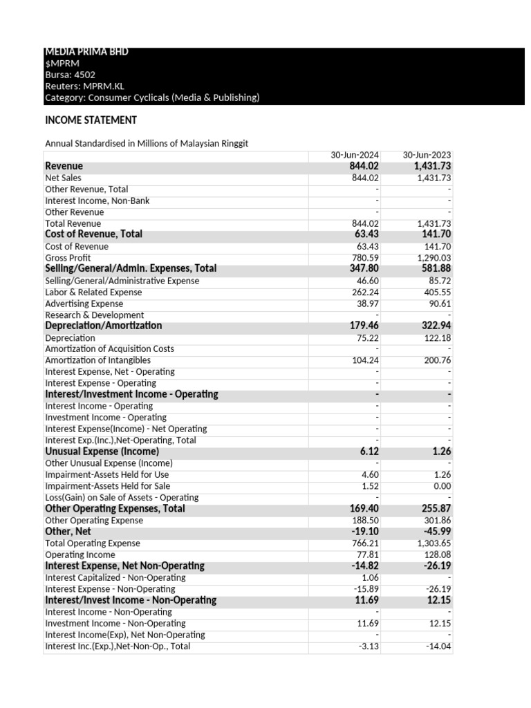 MPRM Incomestatement Annual 20250101 | PDF | Pension | Expense