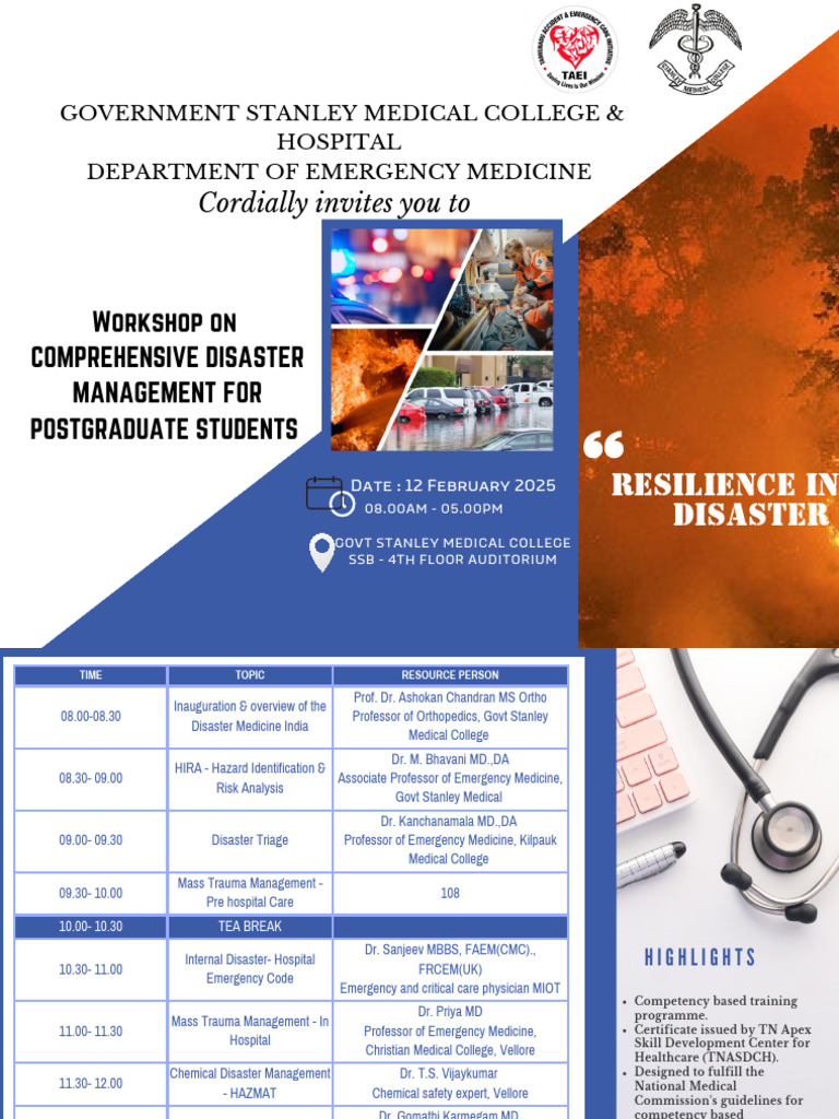 Disaster Management Brochure | PDF | Medical School | Medical Specialties