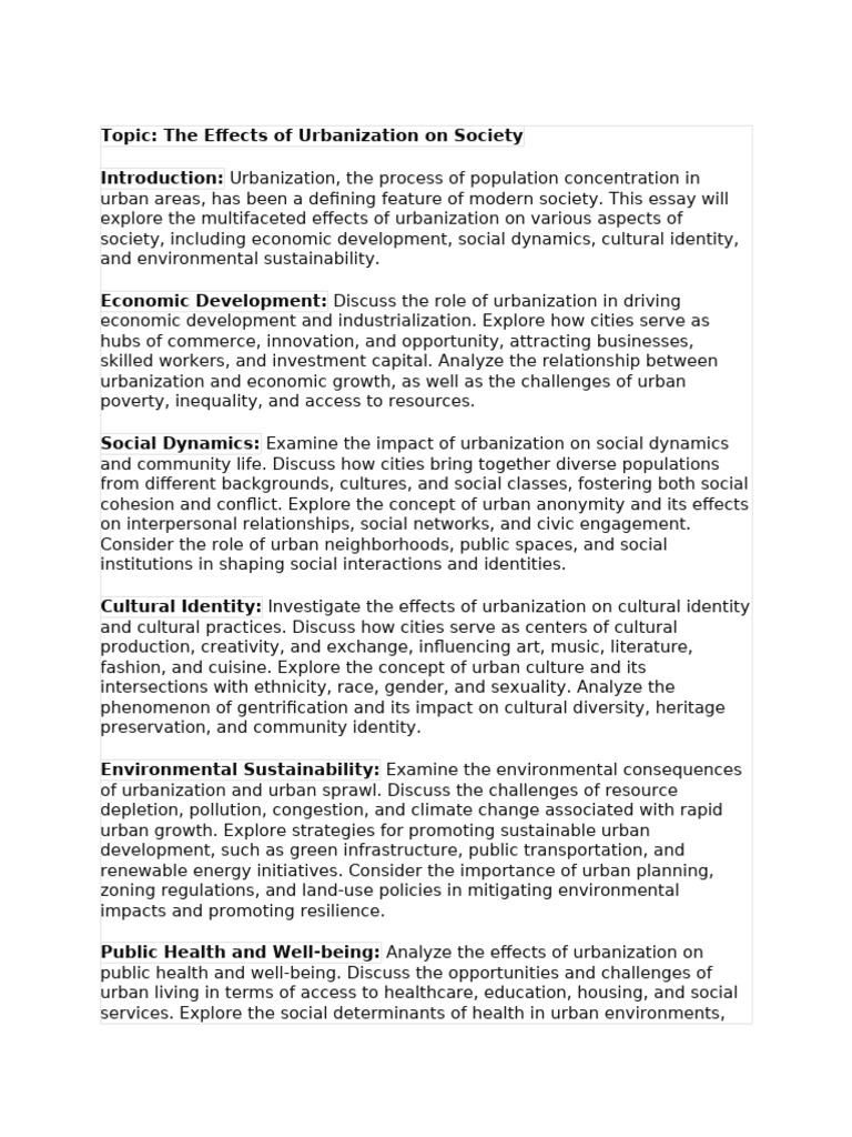 Urbanization's Impact on Society | PDF | Urbanization | Urban Planning