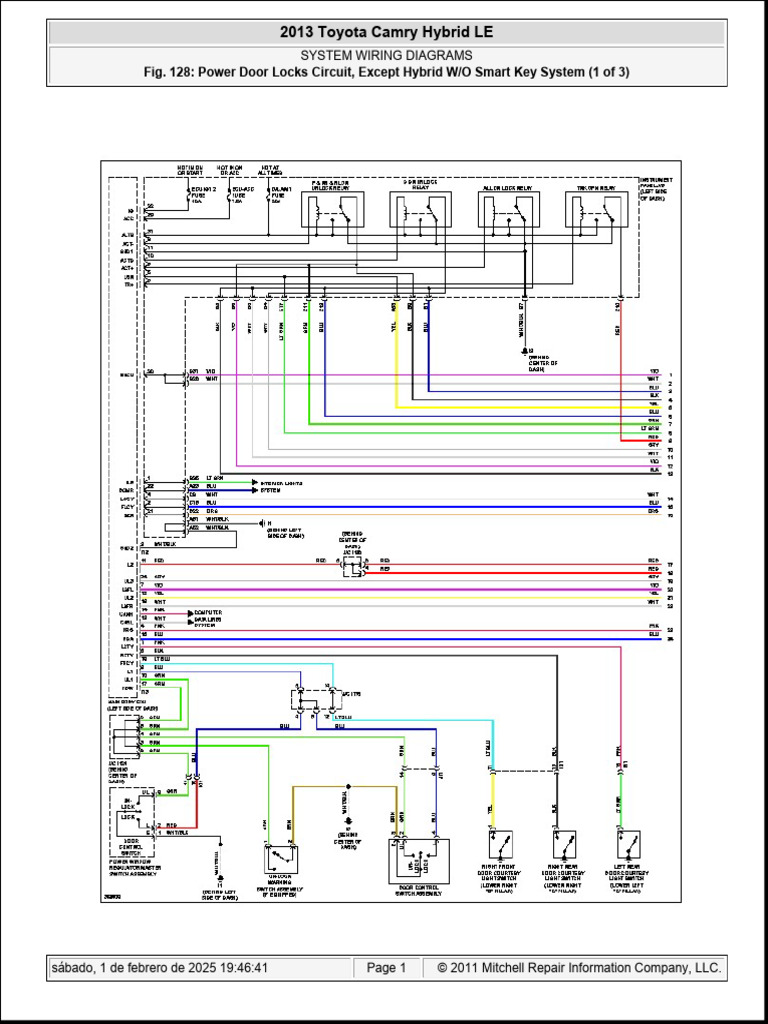 Diagrama Toyota Camrry Hybrid Door Lock 2 | PDF