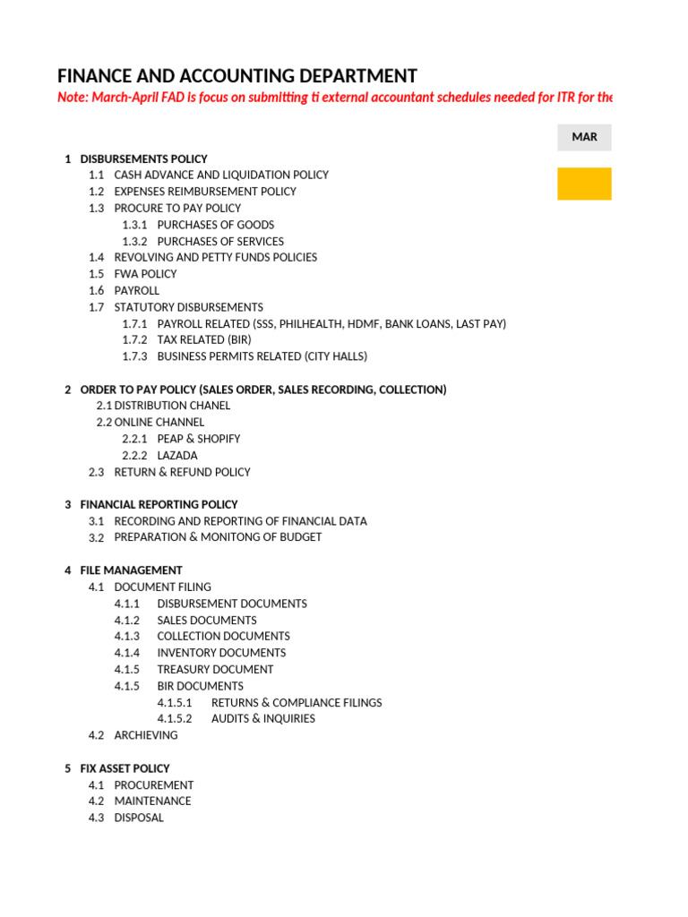 Process & Procedures timelines | PDF