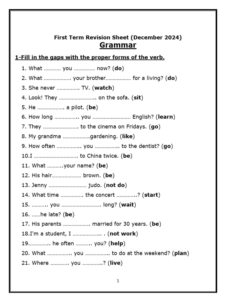 First Term Grammar | PDF