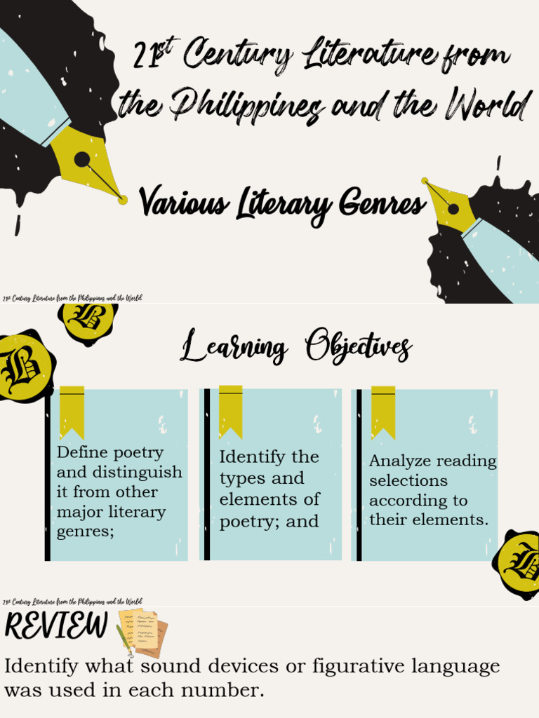 Literary Genre Types and Elements of Poetry | PDF | Poetry | Rhyme