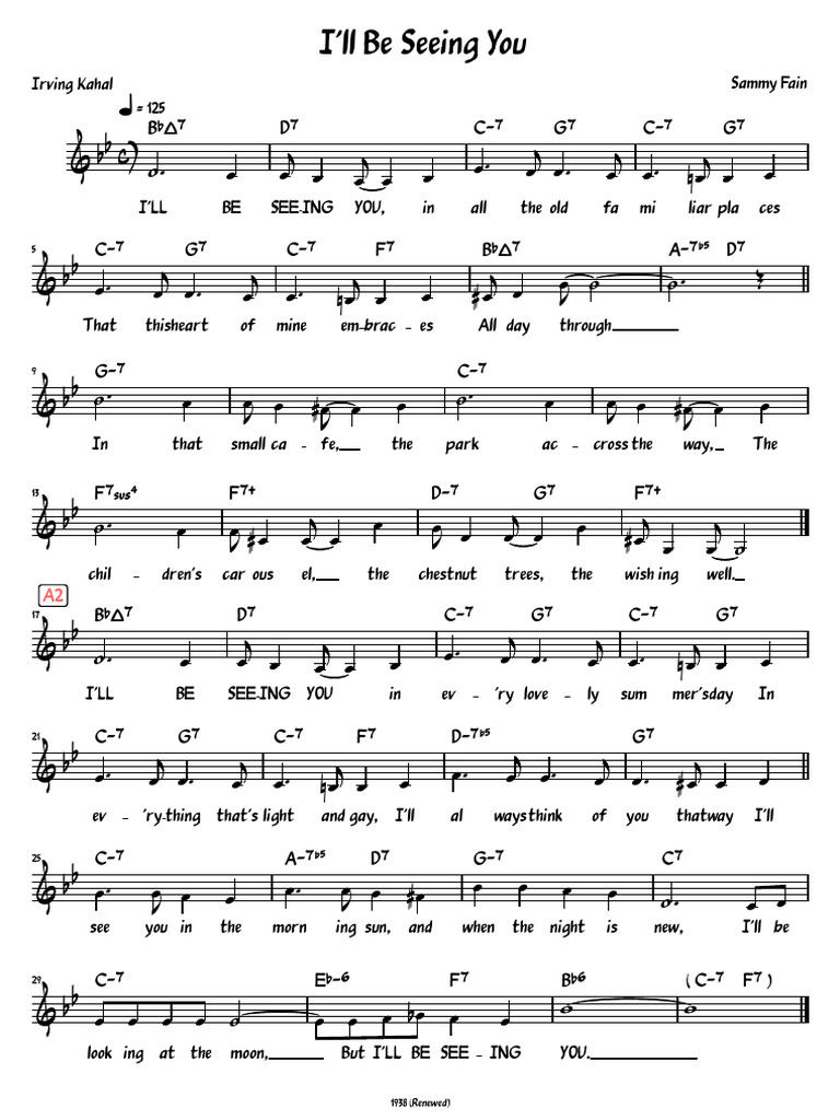 Ill Be Seeing You Lead Sheet With Lyrics | PDF