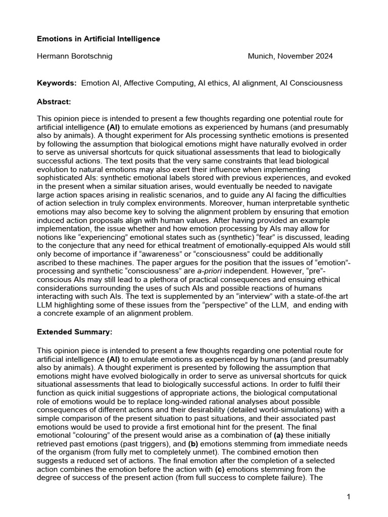 Emotionsin Artificial Intelligence | PDF | Intelligence (AI ...
