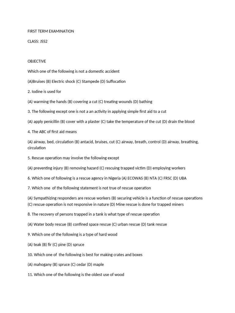 JSS2 First Term Exam: Business & Science | PDF | Triangle | Circle