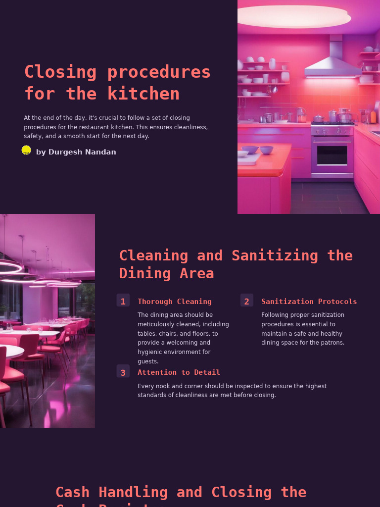 Closing Procedures For The Kitchen | PDF | Inventory | Kitchen