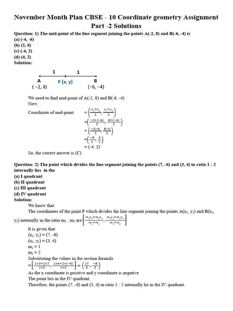 Coordinate Geometry Assignment Solutions | PDF | Triangle | Geometric ...