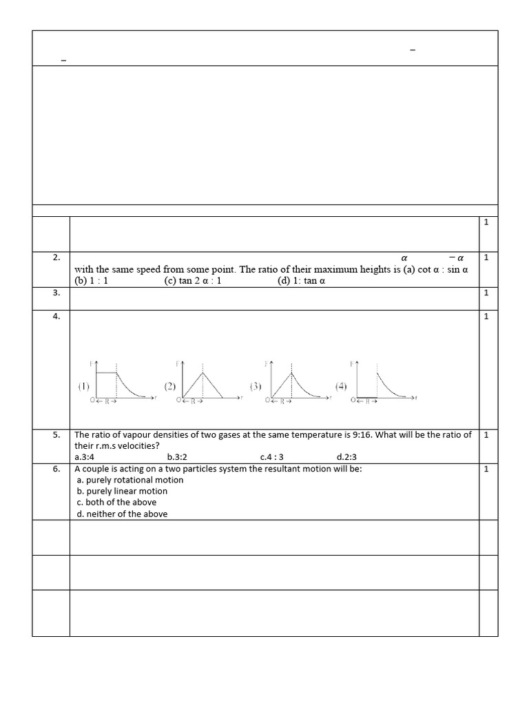 Practice Question Paper | PDF | Waves | Mass