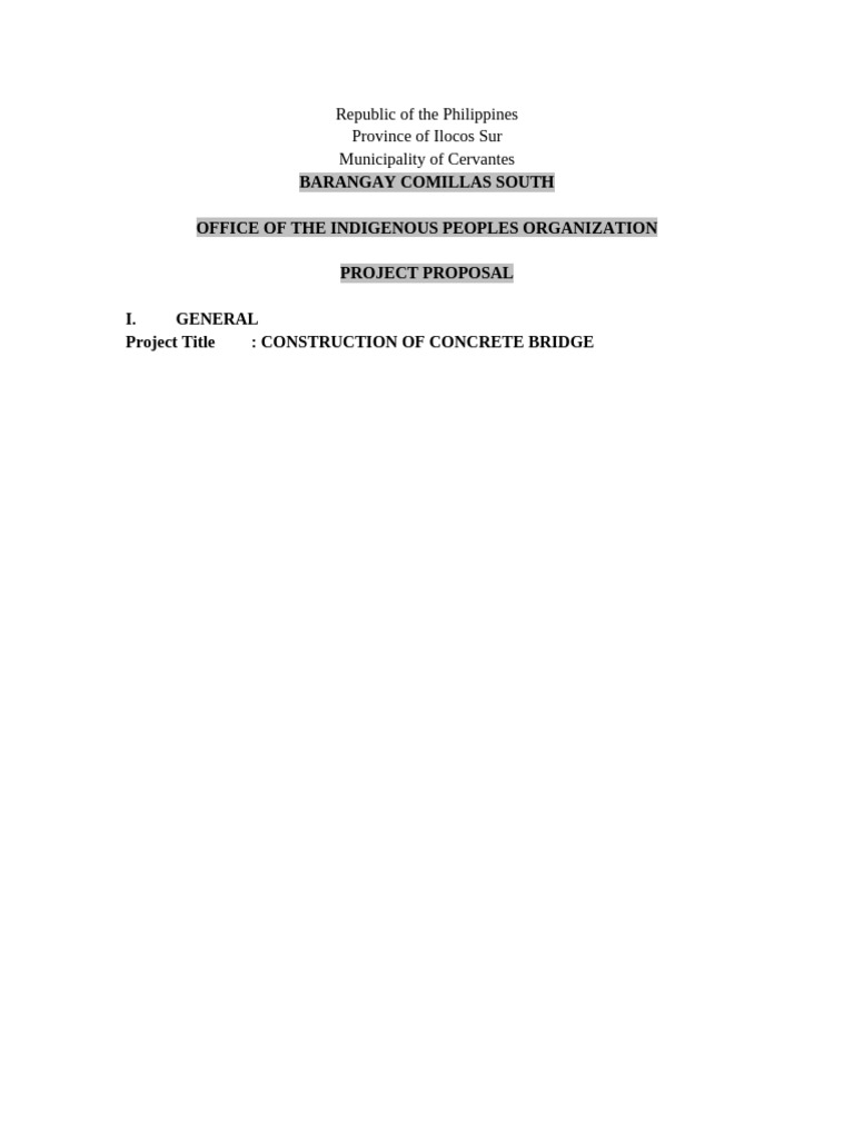 Concrete Bridge Project Proposal in Ilocos Sur | PDF