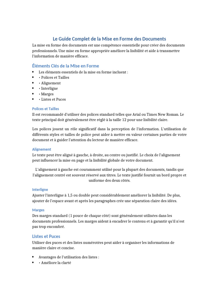 Guide de Mise en Forme de Documents | PDF | Mise en page
