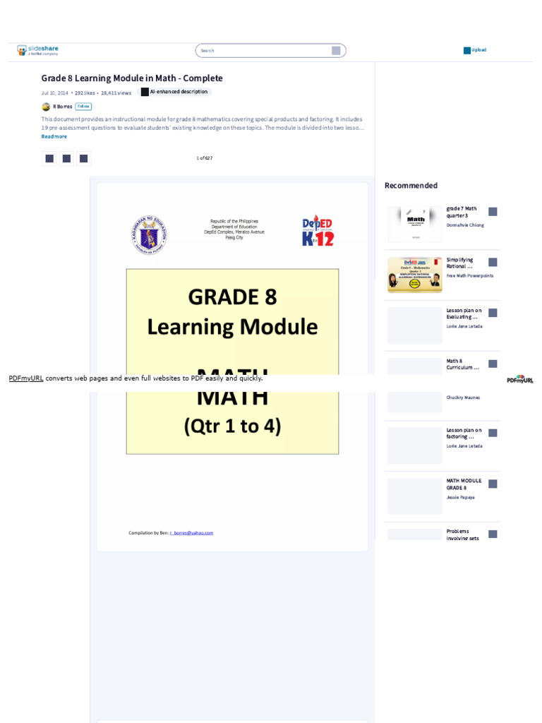 WWW Slideshare Net Slideshow Grade-8-Learning-modules-In-math-complete ...