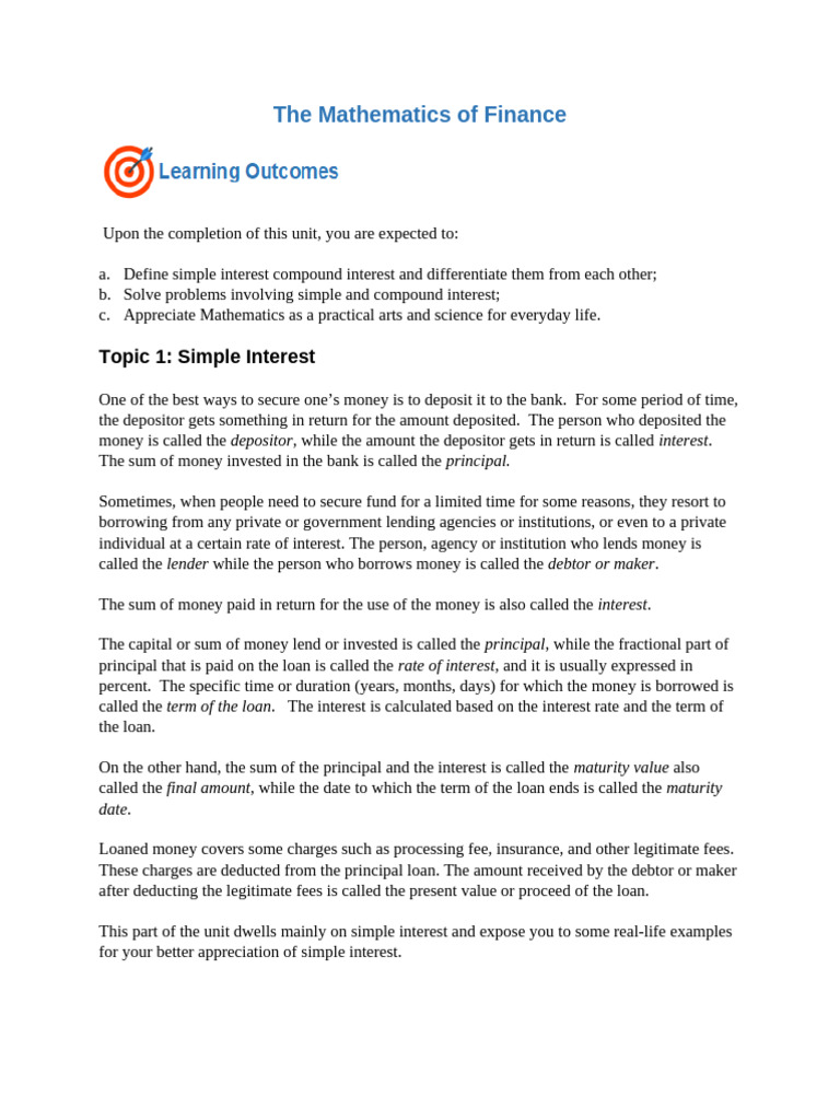 Understanding Simple Interest Concepts | PDF | Interest | Debt
