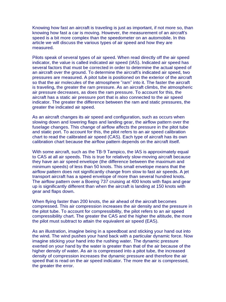 Airspeed Pdf Airspeed Aviation