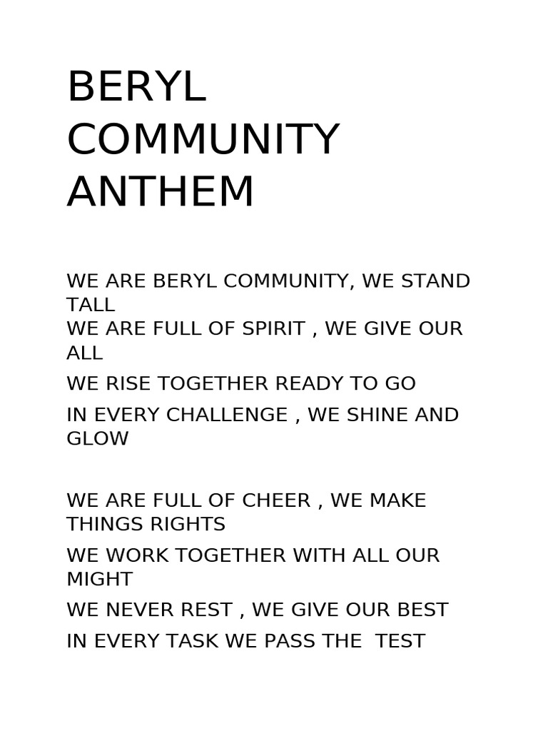Beryl Community Anthem | PDF