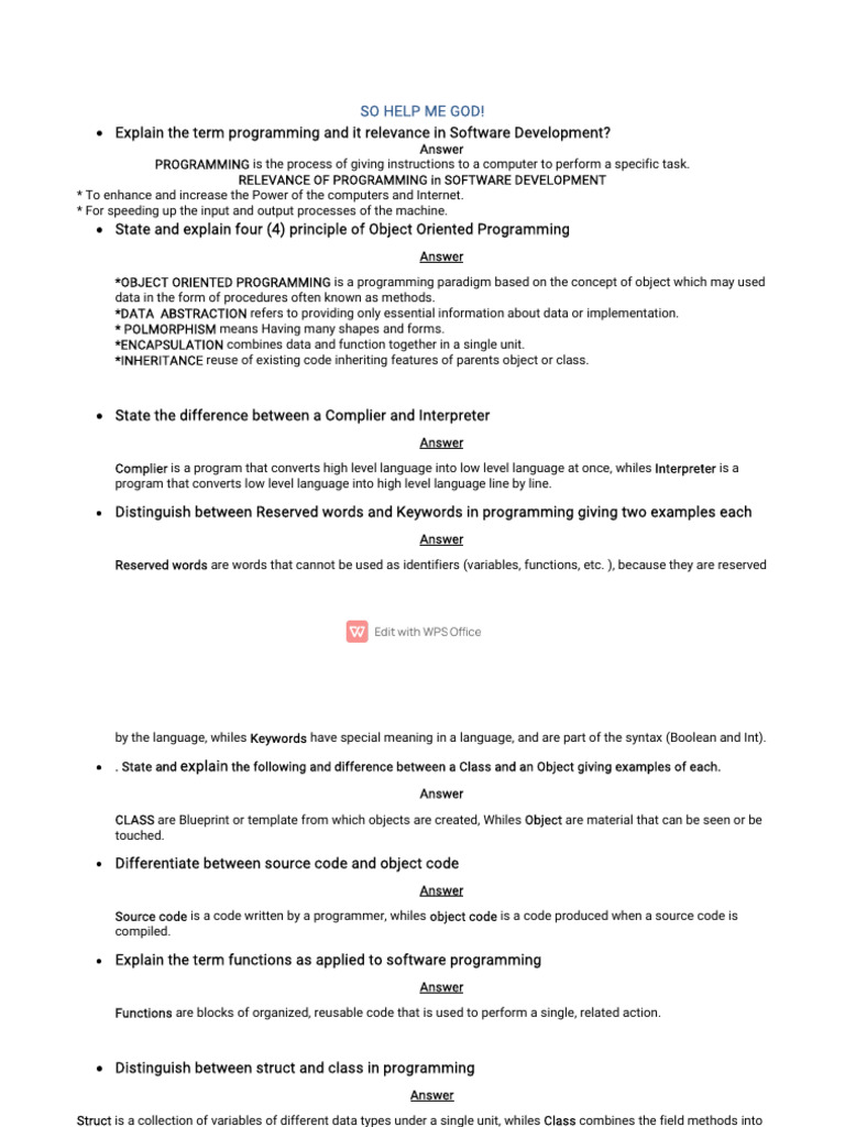 Programming Concepts in Software Development | PDF