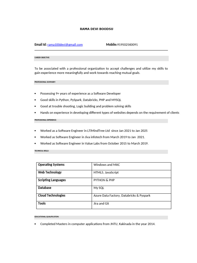 Resume 2 | PDF | My Sql | Data Management