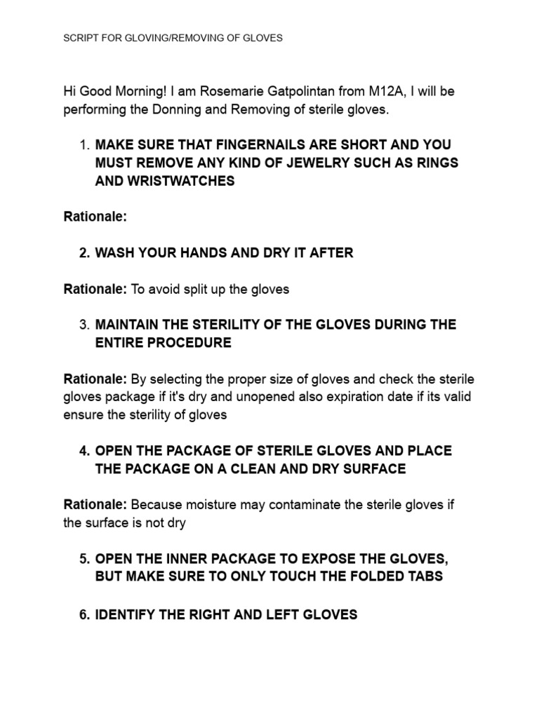 Script For Gloving | PDF