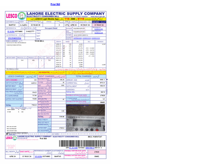 Detailed Utility Bill Breakdown | PDF