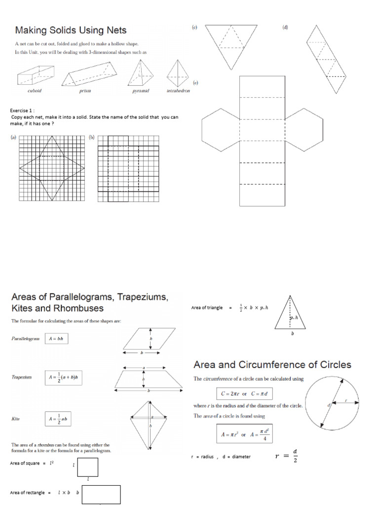 Area and Volume Calculations Guide | PDF | Area | Sphere