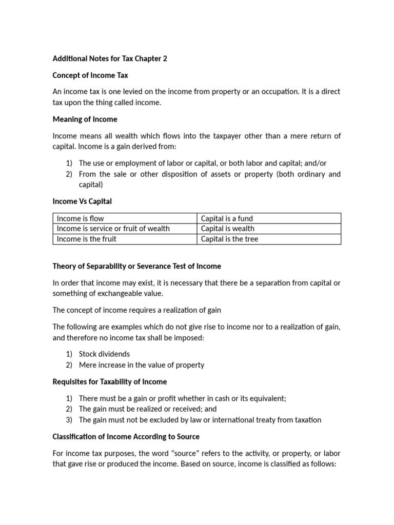 Additional Notes For Tax Chapter 2 | PDF | Taxes | Income