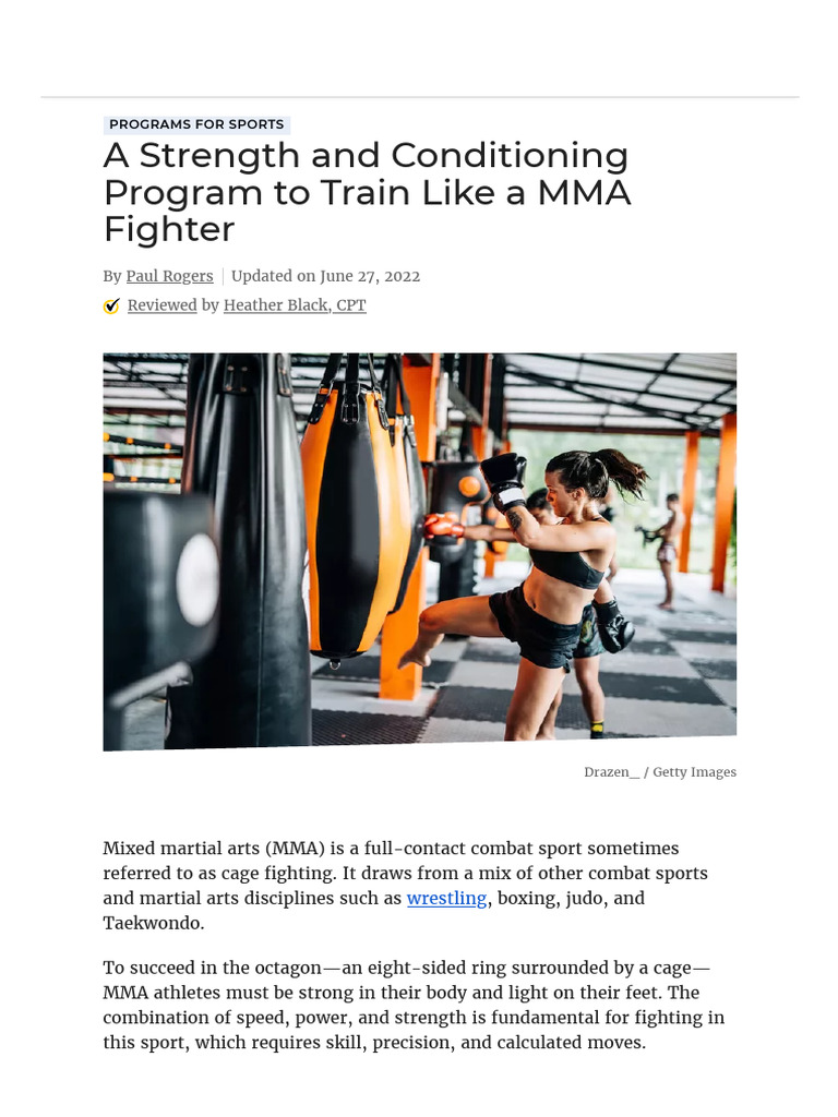 A Strength Training Program To Train Like A MMA Fighter | PDF ...